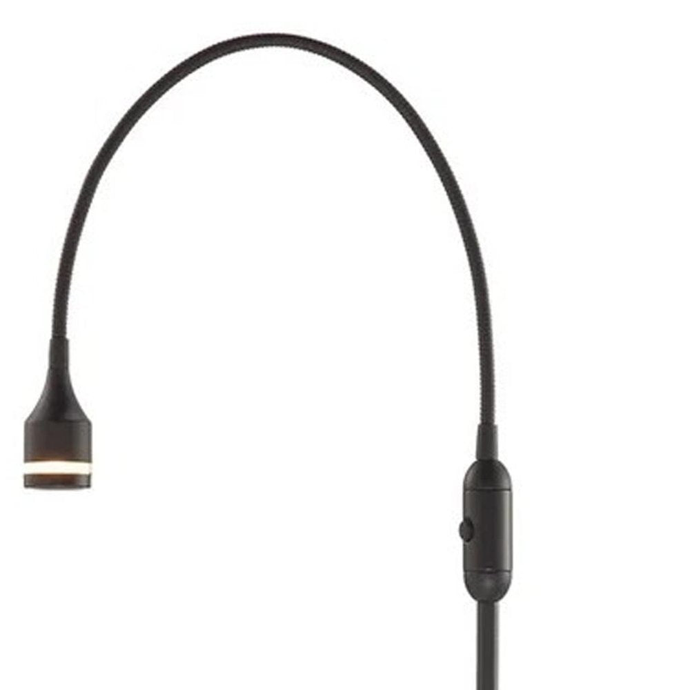 56" Black LED Arched Floor Lamp With Black Drum