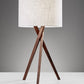 Tripod Leg Walnut Wood Table Lamp