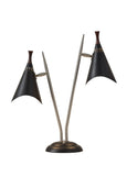 22" Black Two Light Swing Arm Desk Lamp With Cone Shade