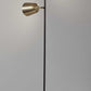 58" Black Two Light Task Floor Lamp With Antiqued Brass Metal Cone Shade