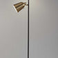 58" Black Two Light Task Floor Lamp With Antiqued Brass Metal Cone Shade