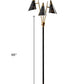 66" Black And Gold Metal Three Light Novelty Floor Lamp With Black Metal Cone Shade