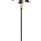 66" Black And Gold Metal Three Light Novelty Floor Lamp With Black Metal Cone Shade
