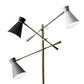 71" Brass Metal Novelty Floor Lamp With Black And White Iron Cone Shade