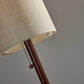 65" Brown Solid Wood Floor Lamp With Beige Linen Drum Shade