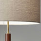26" Antiqued Brass Solid Wood Table Lamp With Beige Drum Shade