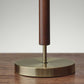 26" Antiqued Brass Solid Wood Table Lamp With Beige Drum Shade