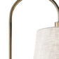 65" Black And Brass Tray Table USB Floor Lamp With Wood Shelf