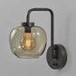 Smoked Glass Globe Shade With Vintage Edison Bulb And Matte Black Metal Wall Lamp