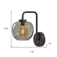 Smoked Glass Globe Shade With Vintage Edison Bulb And Matte Black Metal Wall Lamp