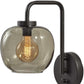 13" Black Metal and Glass Armed Sconce
