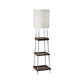 63" Brown And White Column Floor Lamp With White Fabric Drum Shade