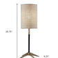 27" Antiqued Brass Metal Table Lamp With Brown Drum Shade