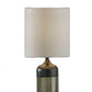 23" Black Wood And Smoked Glass Bedside Lamp With Gray Drum Shade