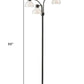 69" Black And White Metal Three Light Tree Floor Lamp With White Bowl Shade