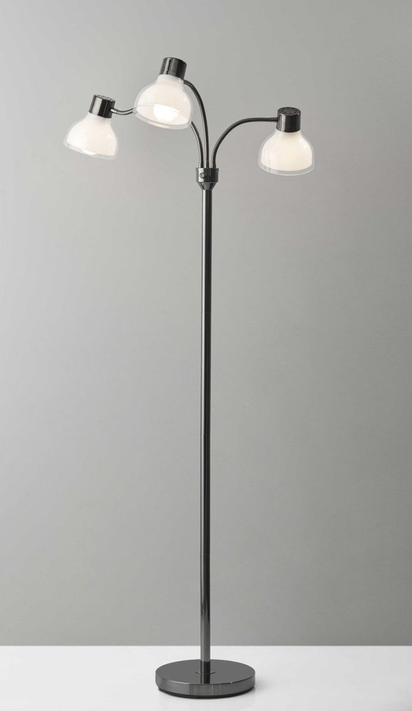 69" Gold Three Light Tree Floor Lamp With Clear Plastic Bowl Shade