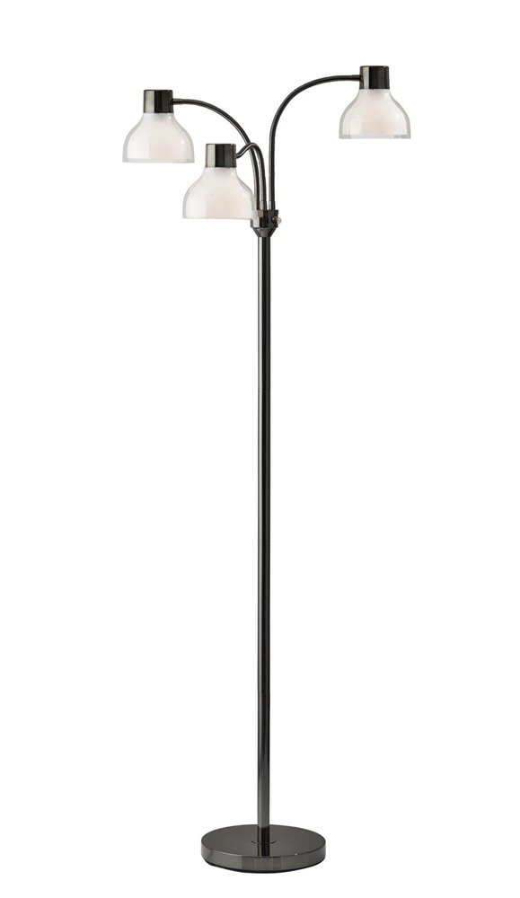 69" Gold Three Light Tree Floor Lamp With Clear Plastic Bowl Shade