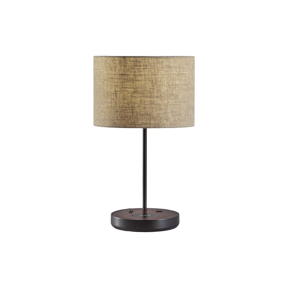 Matte Black Metal Wood Wireless Charging Table Lamp
