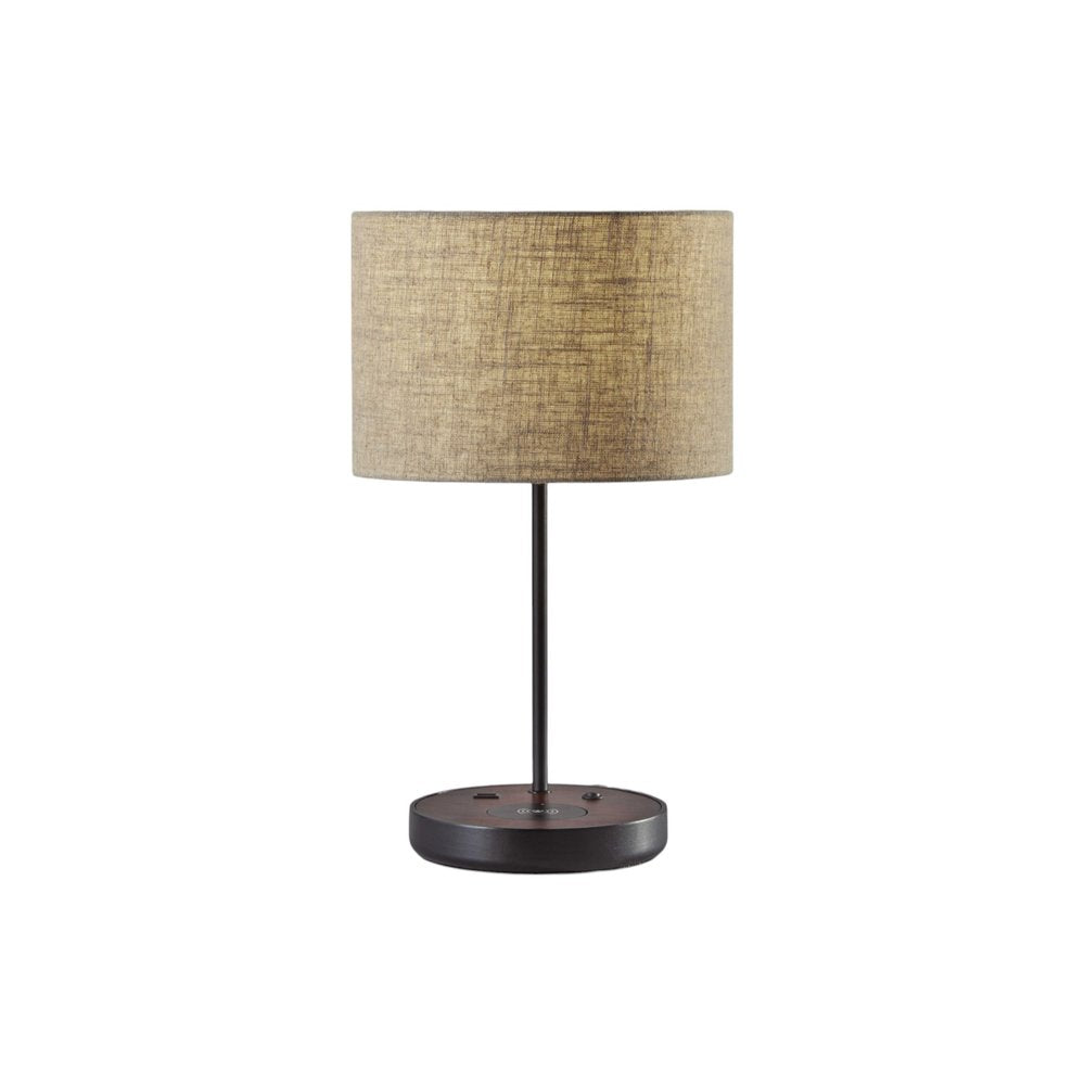 Matte Black Metal Wood Wireless Charging Table Lamp