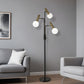 70" Black And Bronze Three Light LED Tree Floor Lamp With White