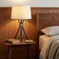 Black Metal Tripod Leg With Antique Brass Accent Table Lamp