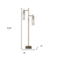 Brass Metal Two Light Novelty Floor Lamp With Clear Glass Drum Shade