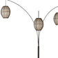 82" Bronze Three Light Tree Floor Lamp With Beige Wicker Cage Shade