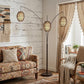 82" Bronze Three Light Tree Floor Lamp With Beige Wicker Cage Shade