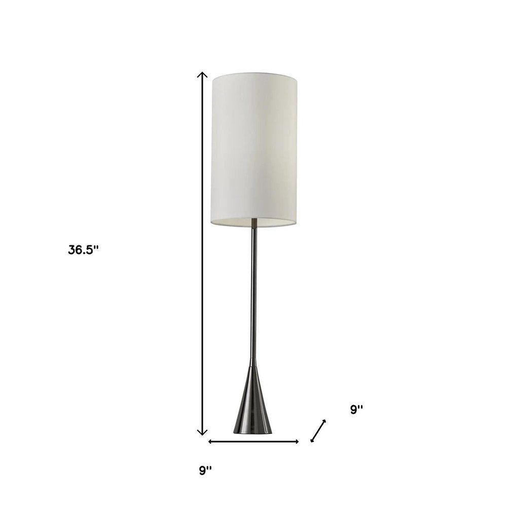 Black Nickel Finish Metal Tall White Shade Table Lamp