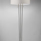 71" Silver Metal Two Light Floor Lamp With White Linen Drum Shade