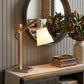 25" Natural Wood Adjustable Height Table Lamp With White Bell Shade