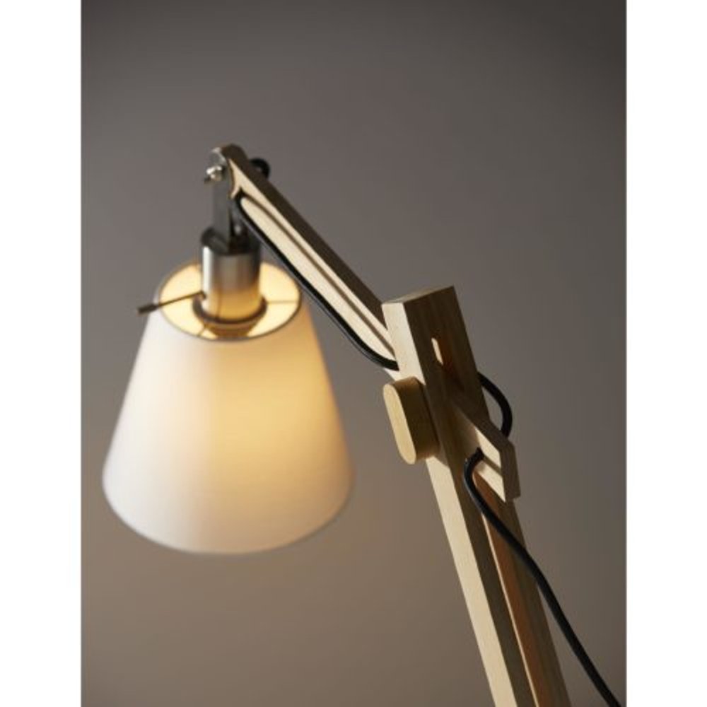 61" Natural Solid Wood Task With White Cotton Shade