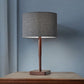 21" Brown Solid Wood Table Lamp With Dark Gray Drum Shade