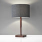 21" Brown Solid Wood Table Lamp With Dark Gray Drum Shade