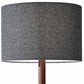21" Brown Solid Wood Table Lamp With Dark Gray Drum Shade