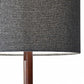 21" Brown Solid Wood Table Lamp With Dark Gray Drum Shade
