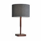 21" Brown Solid Wood Table Lamp With Dark Gray Drum Shade
