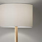 59" Natural Solid Wood Floor Lamp With White Linen Drum Shade