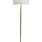 59" Natural Solid Wood Floor Lamp With White Linen Drum Shade