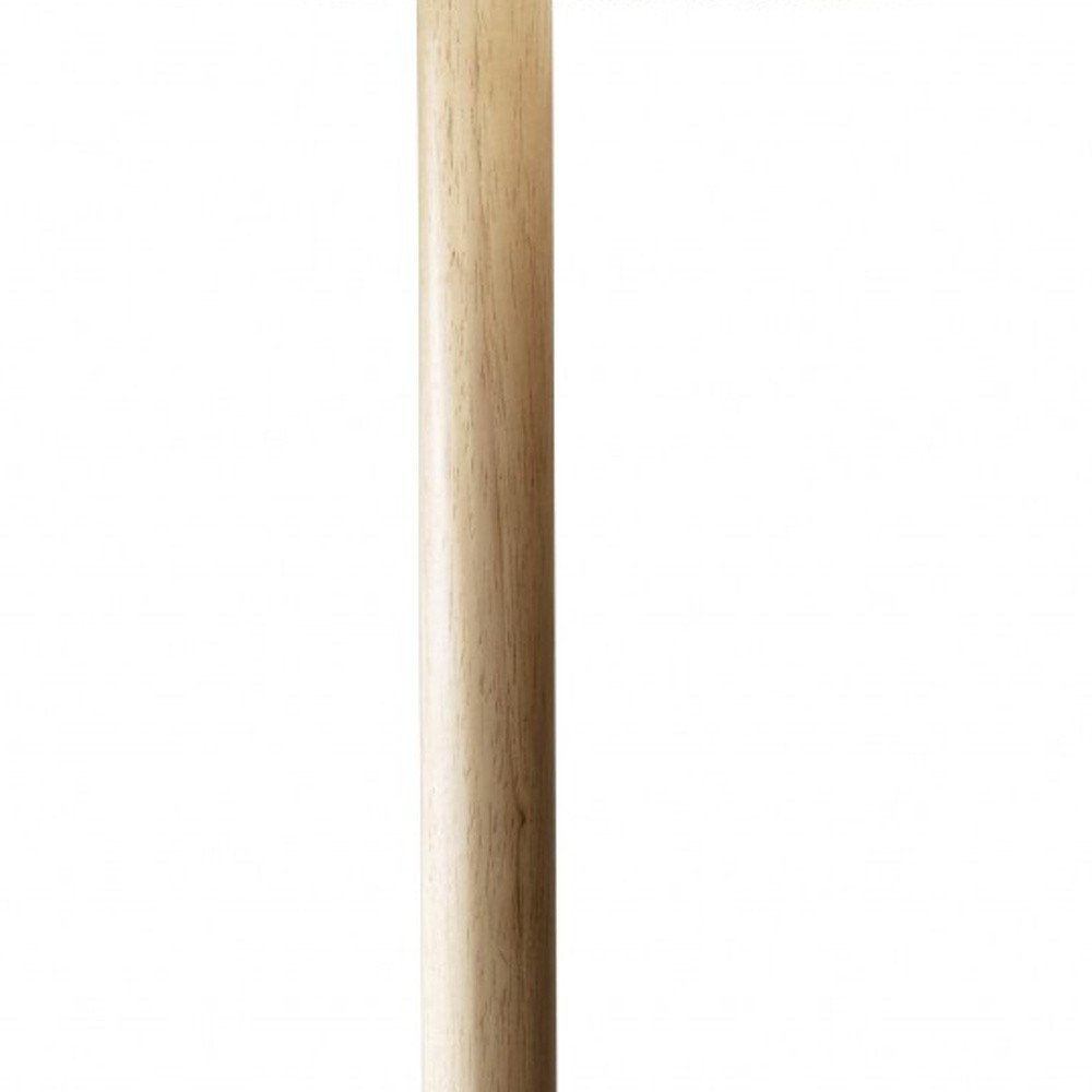 59" Natural Solid Wood Floor Lamp With White Linen Drum Shade