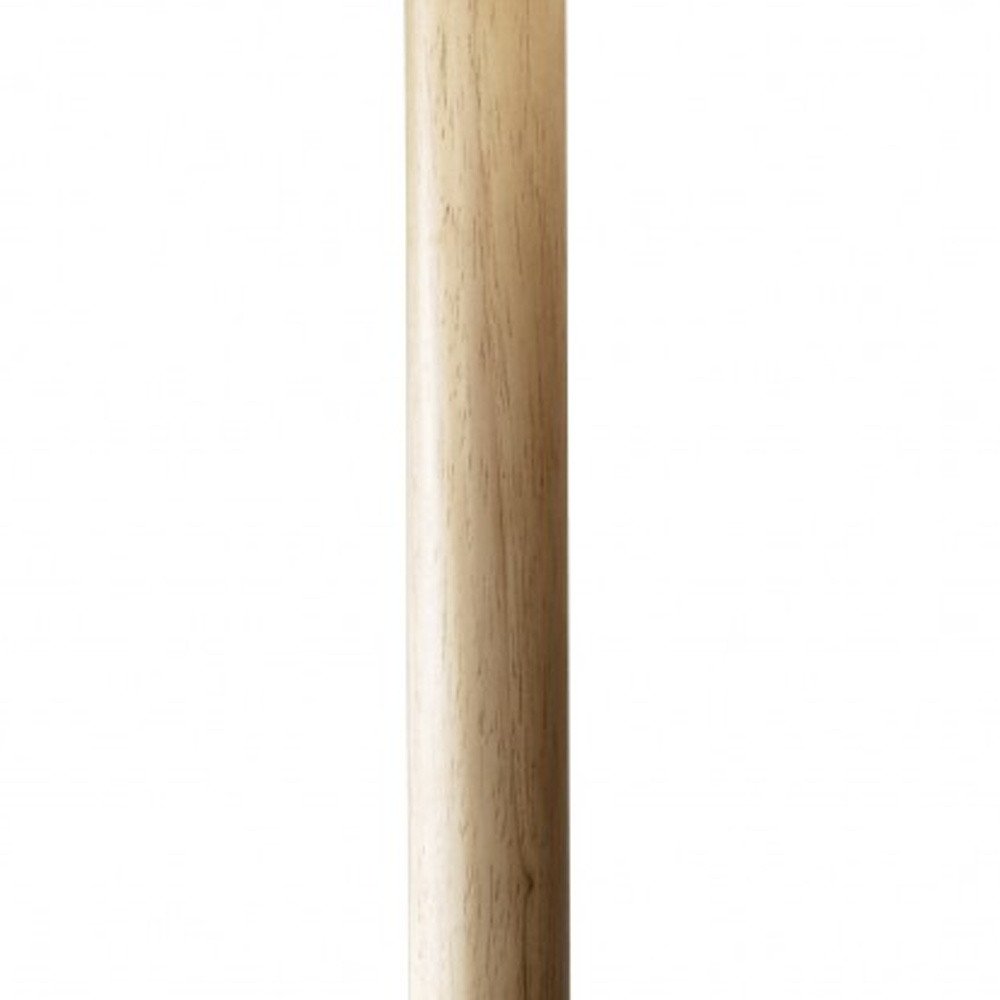59" Natural Solid Wood Floor Lamp With White Linen Drum Shade