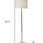 59" Natural Solid Wood Floor Lamp With White Linen Drum Shade