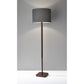 59" Natural Solid Wood Floor Lamp With White Linen Drum Shade
