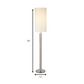 58" Silver Floor Lamp With White Fabric Drum Shade