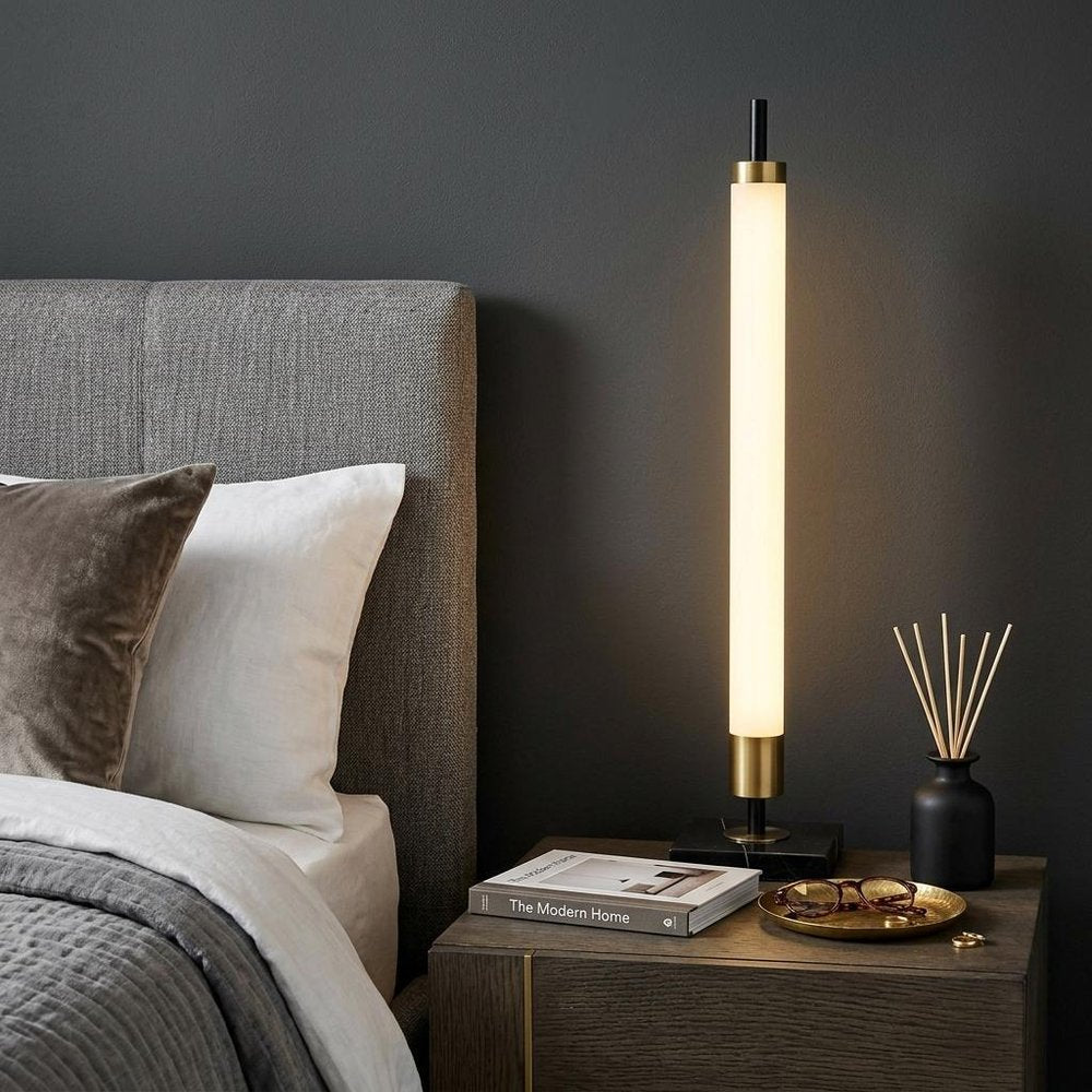 30" Black Marble Metal Standard Table Lamp