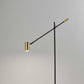 63" Black And Gold Adjustable LED Task Floor Lamp With Antiqued Brass Metal Cylinder Shade