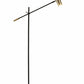 63" Black And Gold Adjustable LED Task Floor Lamp With Antiqued Brass Metal Cylinder Shade