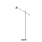 63" Black And Gold Adjustable LED Task Floor Lamp With Antiqued Brass Metal Cylinder Shade
