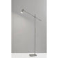 63" Black And Gold Adjustable LED Task Floor Lamp With Antiqued Brass Metal Cylinder Shade