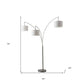 74" Silver Three Light Tree Floor Lamp With White Linen Drum Shade